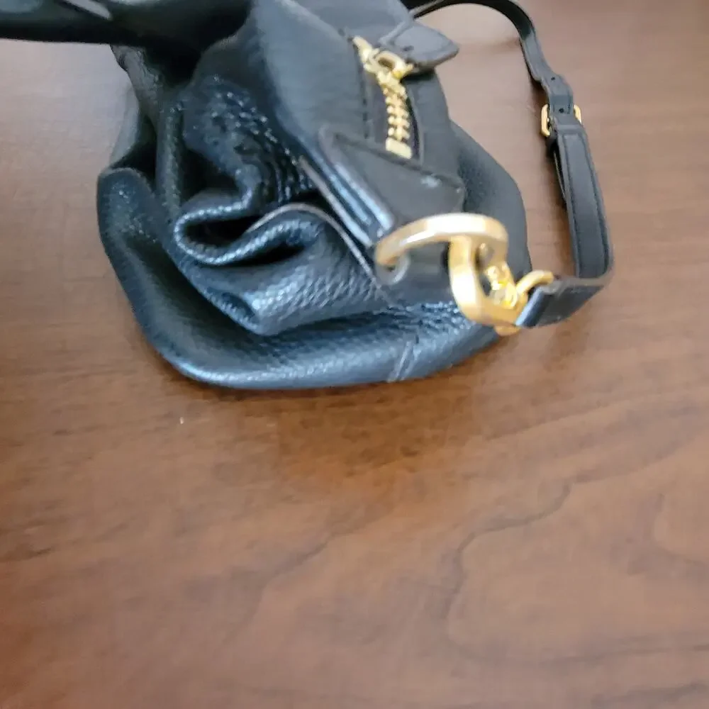 Tory Burch Mcgraw Pebbled Leather Shoulder Black Tote Bag